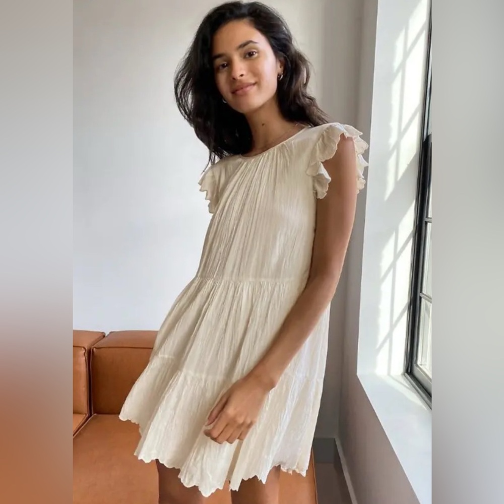 White Ruffle Sleeve Sidone Dress Aritzia